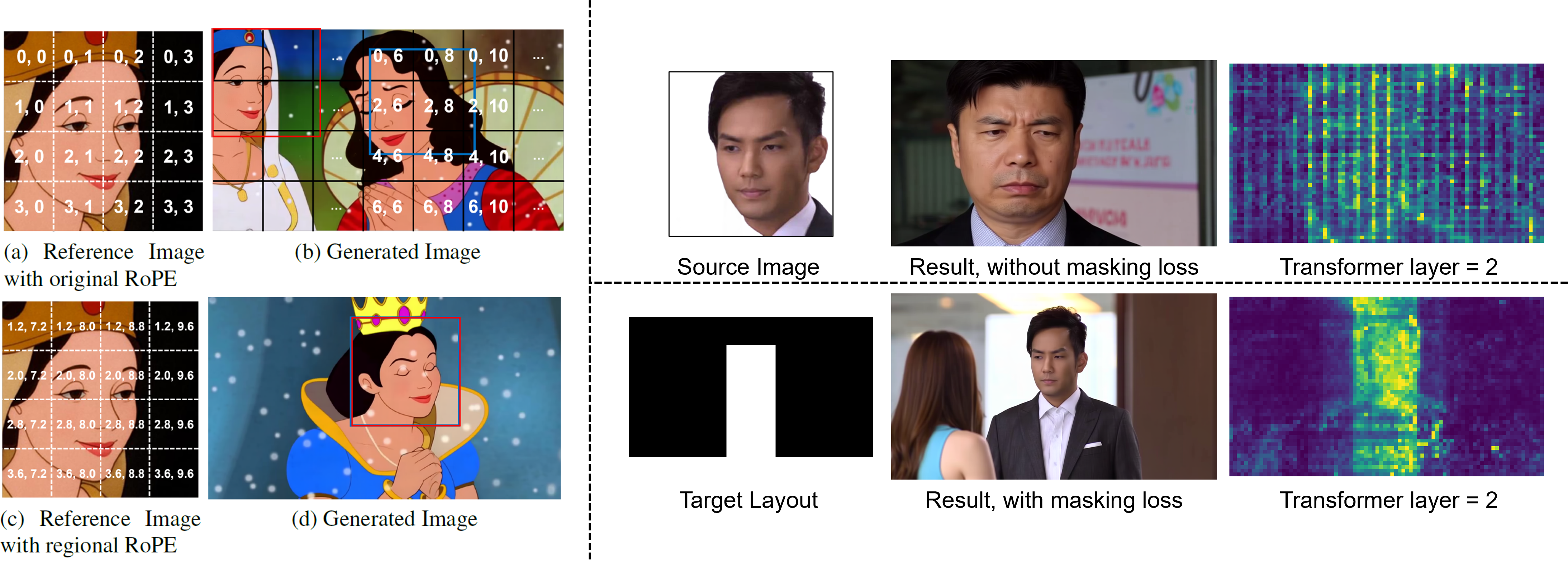 RegionalRoPE concept and Masked Condition Loss overview